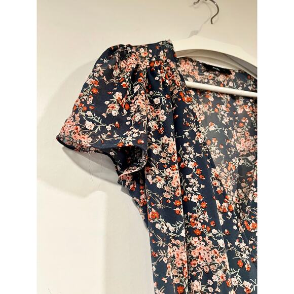 Aakaa Women's Bohemian Floral Print Long Wrap Dress Spring Vacation Essential M - Picture 5 of 6